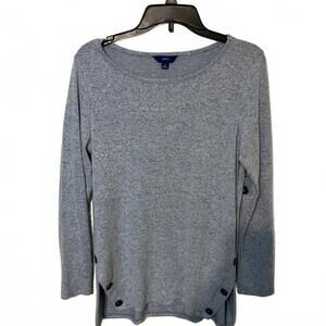 Apt. 9 Women's Soft Casual Chic Space Dye Blue Button Detail Sweater Size Small